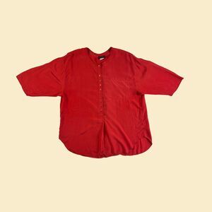 1970s silk blouse by Gianna Woman, size 22W womens USA made 1/2 sleeve shirt